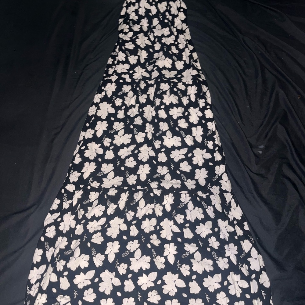 Floral Maxi Skirt in Black and White Floral